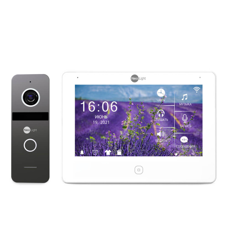 Купити Комплект відеодомофона Neolight NeoKIT HD Pro Graphite: відеодомофон 7" з детектором руху і 2 Мп відеопанель. Системи безпеки для дому та офісу. Магазин RG-Group. Системи відеонагляду та охоронні сигналізації. Продаж та послуги встановлення