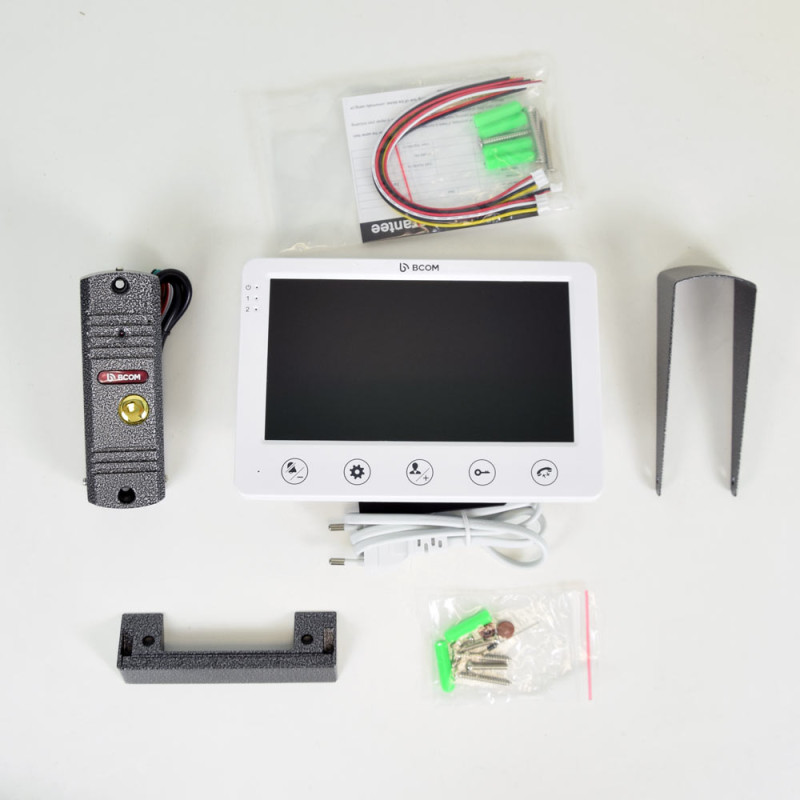 Комплект відеодомофона BCOM BD-710S Kit: відеодомофон 7" white та відеопанель silver