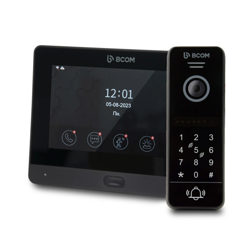 Купити Комплект Wi-Fi відеодомофонa 7" BCOM BD-760FHD/T Black з підтримкою Tuya Smart + BT-400HD-AC Black. Системи безпеки для дому та офісу. Магазин RG-Group. Системи відеонагляду та охоронні сигналізації. Продаж та послуги встановлення