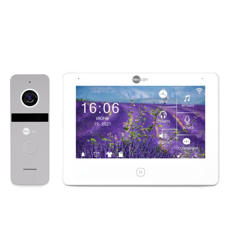Купити Комплект відеодомофона Neolight NeoKIT HD Pro Silver: відеодомофон 7" з детектором руху і 2 Мп відеопанель. Системи безпеки для дому та офісу. Магазин RG-Group. Системи відеонагляду та охоронні сигналізації. Продаж та послуги встановлення