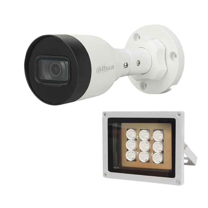 Купити Комплект: IP-відеокамера 4 Мп Dahua DH-IPC-HFW1431S1P-S4 (2.8мм) + ІЧ-прожектор Lightwell LW9-100IR45-220. Системи безпеки для дому та офісу. Магазин RG-Group. Системи відеонагляду та охоронні сигналізації. Продаж та послуги встановлення