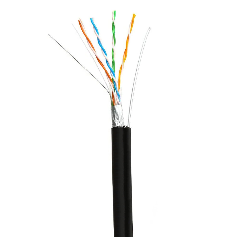 Купити Кабель звита пара GoldMine GM FTP 4*2*0.5-CU PVC-PE MT кат.5 (FTP мідь зовнішній з несучим тросом) бухта 305м. Системи безпеки для дому та офісу. Магазин RG-Group. Системи відеонагляду та охоронні сигналізації. Продаж та послуги встановлення